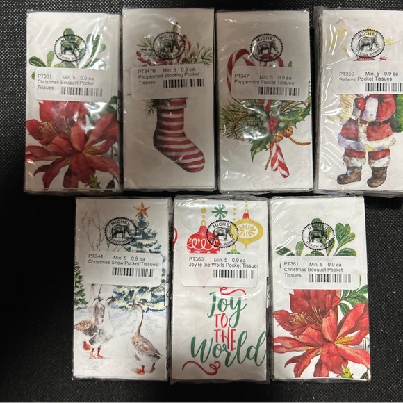 Michel Design Works Lot of 7 Christmas Pocket Tissues - Picture 2 of 2